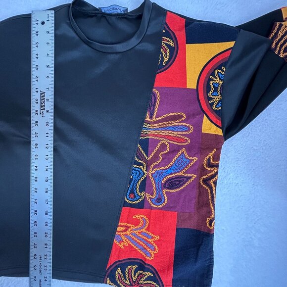 Incerun Mens 3/4 Sleeve Patchwork T-Shirt Small Black Hippy Ethnic Korean Style - Picture 8 of 8